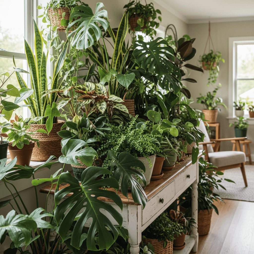 Indoor foliage plants and greenery