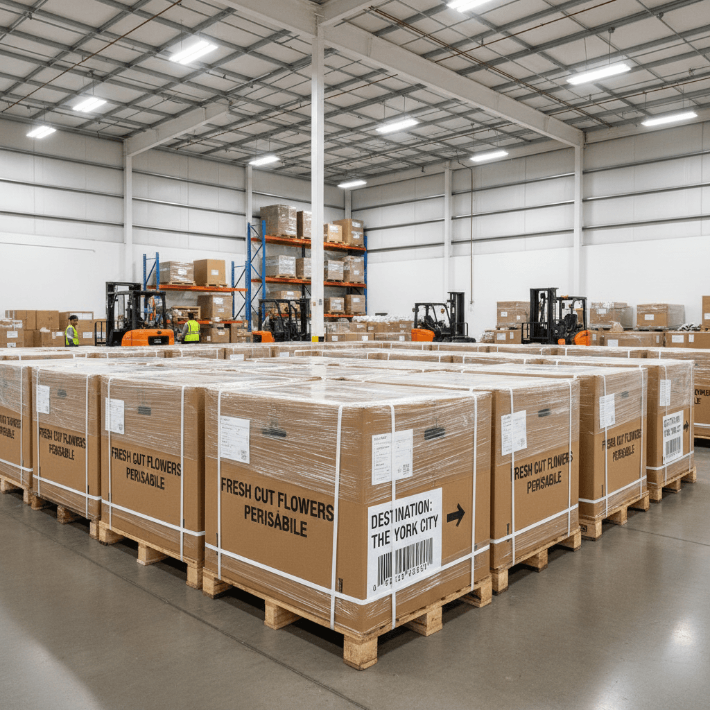 Flowers packed for wholesale delivery