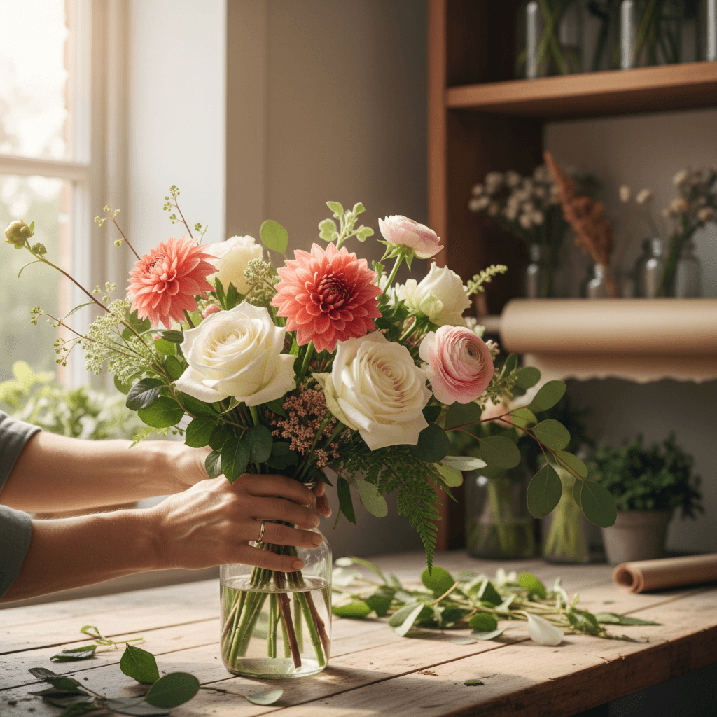 Premium red roses arranged in clear vase