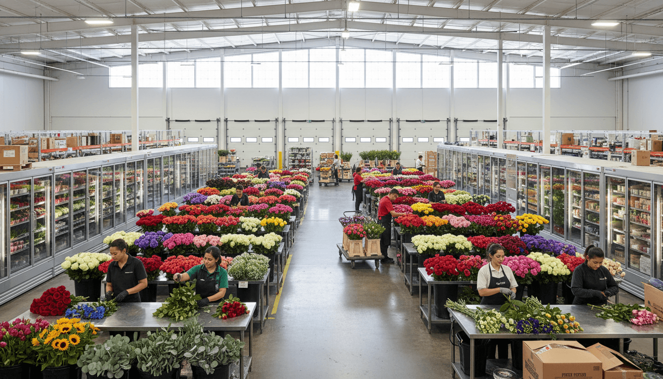 Wholesale flowers packed fresh in water buckets ready for shipment