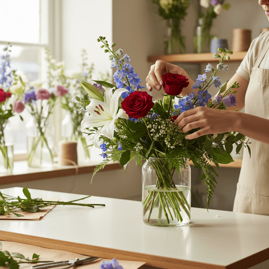Close-up of fresh cut flower stems in perfect condition